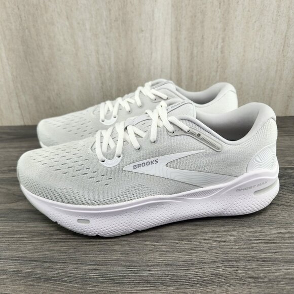 Brooks Ghost Max Size 9 Mens White Oyster Metallic Silver Running Shoes main image 10